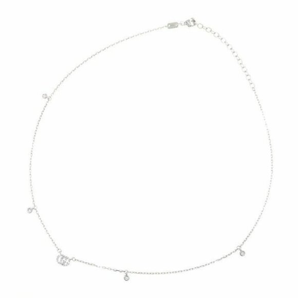 GUCCI Pave Diamond Interlocking G Necklace 16" 18k White Gold Auth - Picture 3 of 7
